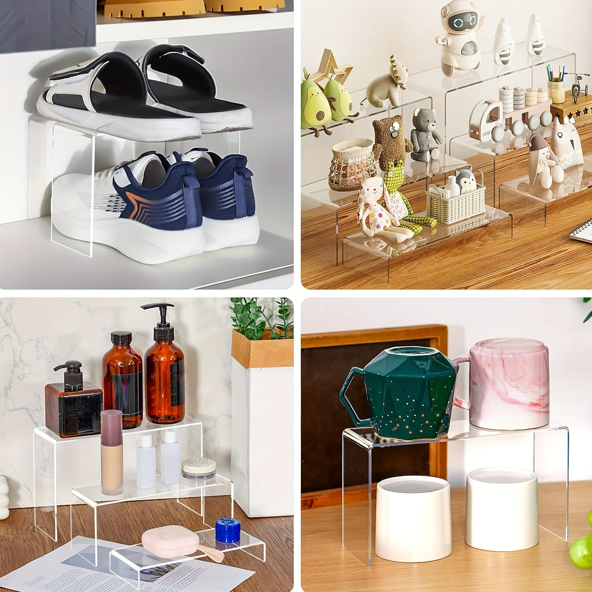 Clear Acrylic Risers for Display, Multi-Pack Riser Display Stands for Funko Pop Figures, Cupcakes, Jewelry & Perfume – Multiple Sizes & Quantities for Home, Halloween & Christmas Decor