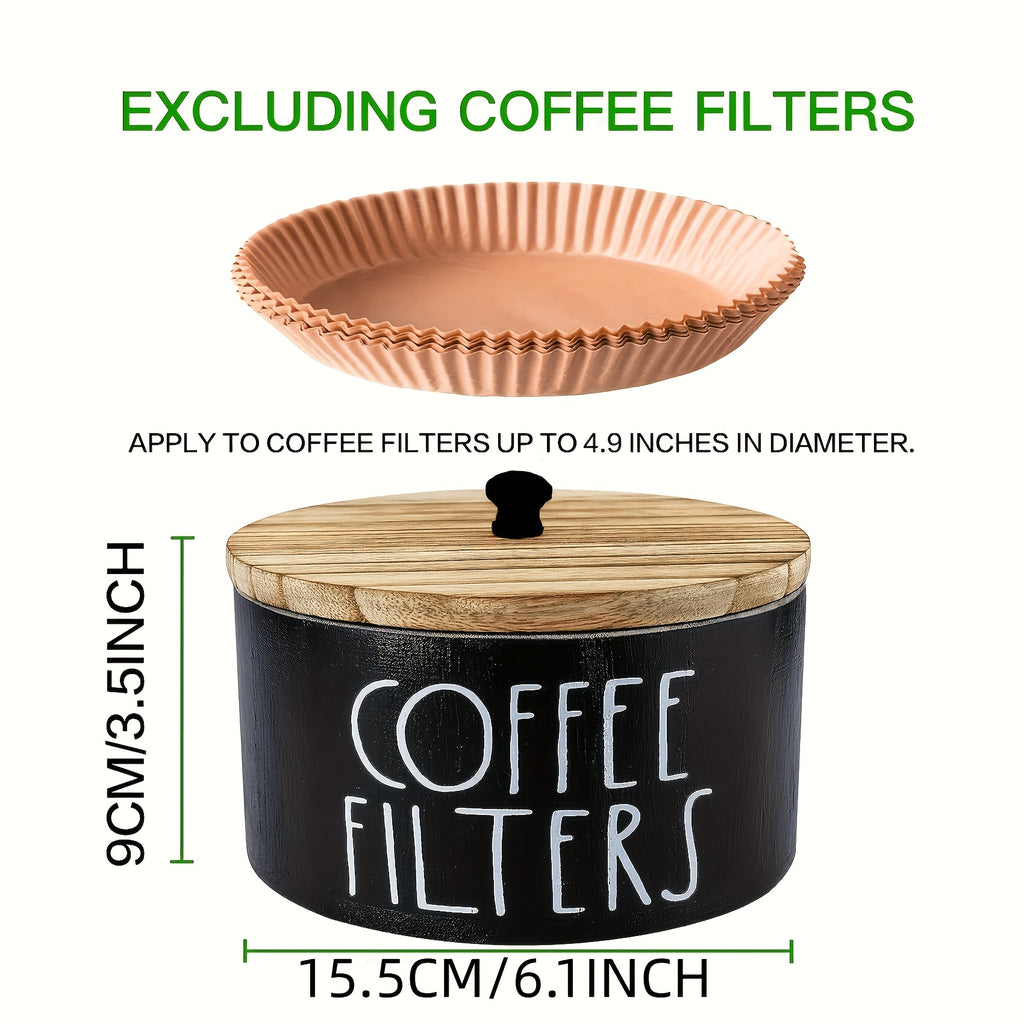 Rustic Wooden Coffee Filter Holder with Lid – Countertop Storage Container for Coffee Filters & Accessories, Kitchen Decor Organizer