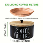 Rustic Wooden Coffee Filter Holder with Lid – Countertop Storage Container for Coffee Filters & Accessories, Kitchen Decor Organizer