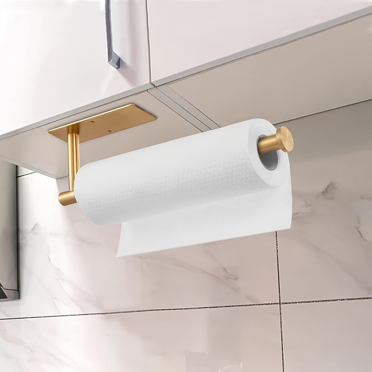 Paper Towel Holder Under Cabinet – SUS304 Stainless Steel Wall Mount Kitchen Towel Rack, Adhesive or Screw Install, Bathroom Towel Bar for Kitchen and Bath