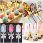 Candy Apple Sticks Bling Caramel Apple Wooden Skewers with Gift Bags & Glitter Ribbons - 25 or 49 Pack Decorative Cake Pop Sticks for Party Supplies, Halloween, Holidays, Silvery & Golden
