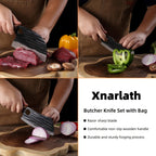Viking-Inspired Hand-Forged Butcher Knife Set with Carrying Case - High Carbon Steel Cleaver Boning and Vegetable Knife Set for BBQ Camping and Meat Preparation