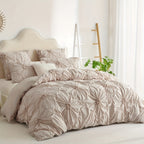 Boho Duvet Cover Set Queen King Twin Full - 3D Stereoscopic Floral Rhomboid Plaid Texture, Soft Breathable 3-Piece Bedding with Pillowcases, All-Season Bedroom Decor, White Camel Milk Coffee