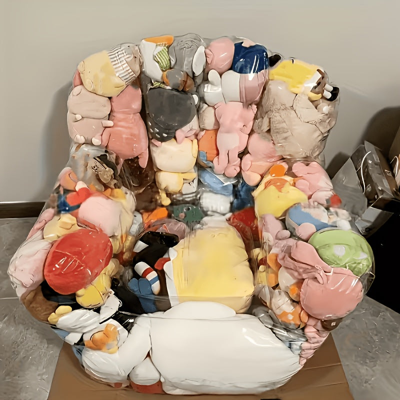 Stuffed Animal Storage Bean Bag Chair – Transparent PVC Plush Toy Organizer Sofa for Kids Room & Playroom, Large Capacity Doll Storage, Easy to Clean, Available in Round Bag & Sofa Styles