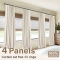 100% Blackout Faux Linen Curtains 4 Panels - Thermal Insulated Drapes with Clip Rings or Rod Pocket, Extra Wide 50" Panels for Bedroom Living Room, 10 Colors 4 Lengths