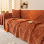 Chenille Sofa Cover with Tassels - Ultra Soft Thick Pet Friendly Couch Slipcover Solid Color 2 3 4 Seater Living Room Decor