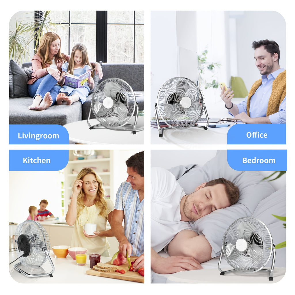 High-Velocity Industrial Floor Fan, 9" or 20", 3-Speed Metal Construction, for Garage, Workshop, Commercial & Home Use