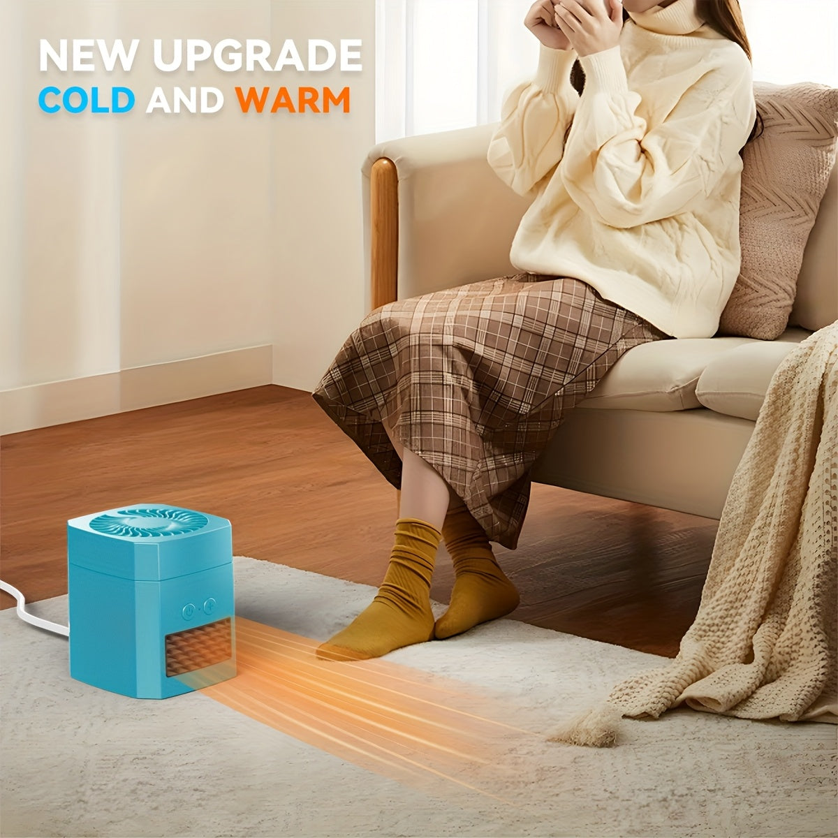 Portable Space Heater Fan Combo 2-in-1, 400W Mini Electric Heater with 3 Speed Settings, Silent Operation – Desktop Heater & Fan for Home, Office & Bedroom