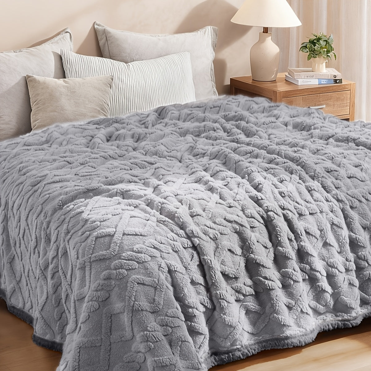 Liquid-Proof Reversible Sherpa Pet Blanket & Furniture Protector – Dog & Cat Throw Cover for Sofa, Bed & Couch | Small, Medium & Large Pets | Light Gray, Khaki, Beige