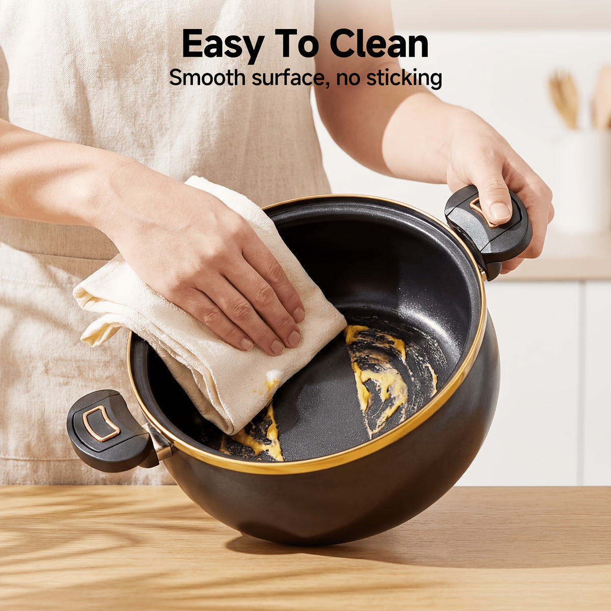Non-Stick Soup Pot 8.45QT Large Capacity with Twist-Lock Handle Induction Gas Open Fire Universal Stew Pot for Home Restaurant Hotel Black