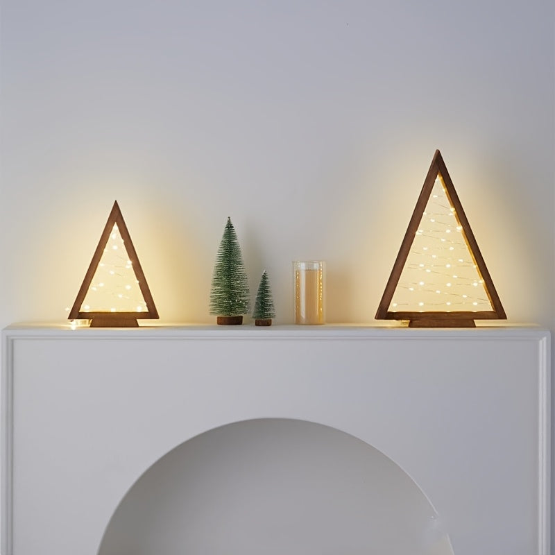 Wooden Desktop Mini Light Tree Set – Decorative LED Holiday Trees for Home, Office & Shelf Displays, Reusable, 2 to 6-Piece Sets