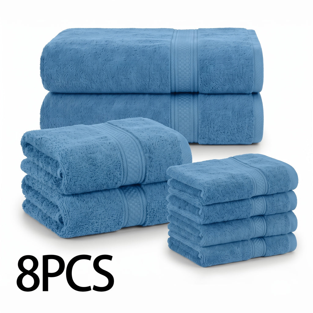 Bath Towel Set 8 or 16 Pcs – Soft Absorbent Quick-Dry Thick Towels with Bath Towels, Hand Towels & Washcloths for Family Hotel Travel, 10 Color Options