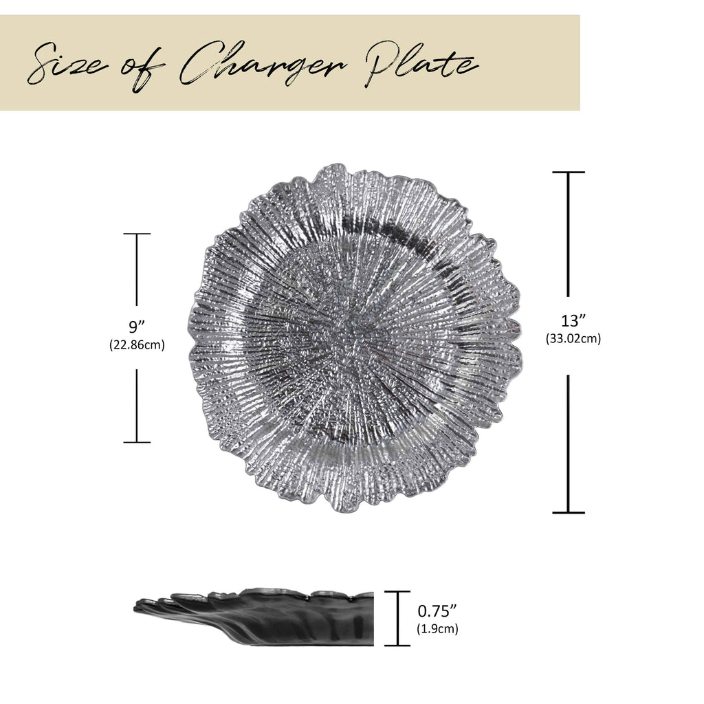 Charger Plates Set of 24 – 13 Inch Floral Reef Decorative Dinnerware for Wedding Party Table Setting Silver Gold Rose Gold Red