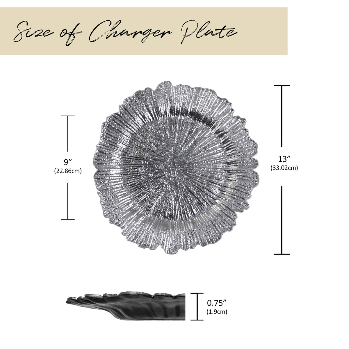 Charger Plates Set of 24 – 13 Inch Floral Reef Decorative Dinnerware for Wedding Party Table Setting Silver Gold Rose Gold Red