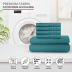 Brushed Microfiber Bed Sheet Set 6 Piece with Embroidered Pillowcases - Hotel Luxury Deep Pocket 16 Inch, Soft Breathable All Season, 24 Colors, Twin Twin XL Full Queen King Cal King