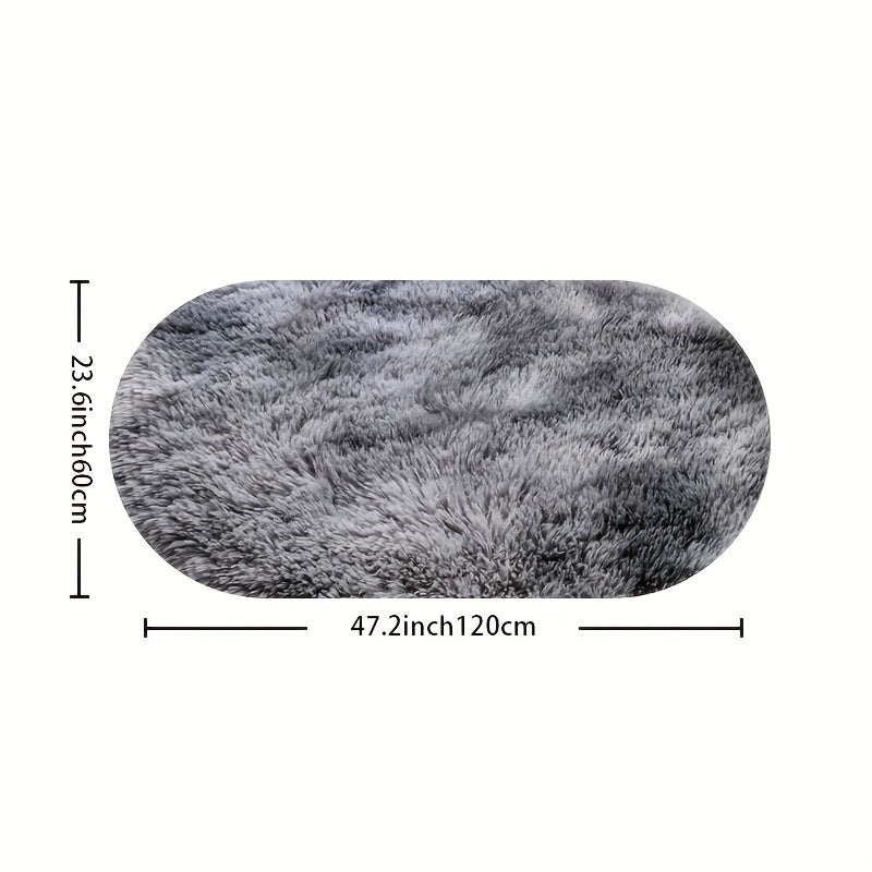 Oval Plush Area Rug Anti-Slip Machine Washable Soft Carpet 2x4 Ft Bedroom Living Room Home Decor