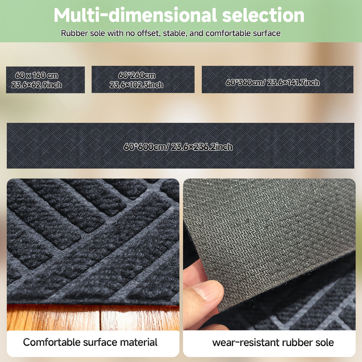 Hallway Runner Rug Non-Slip Vintage Diamond Pattern Machine Washable Rubber Backed – Kitchen, Entryway & Living Room Runner, 5 Sizes, Dark Gray & Dark Red