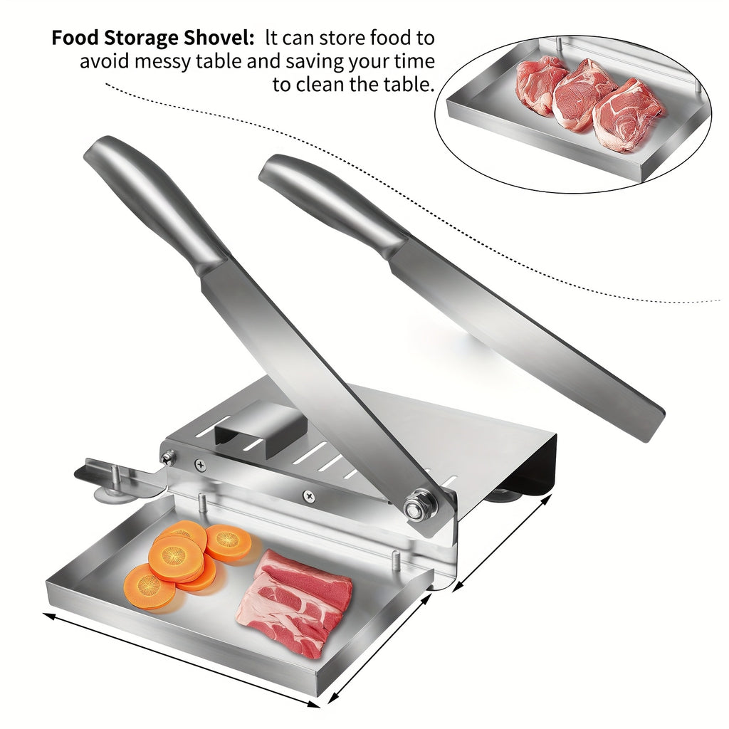 Manual Meat Slicer Stainless Steel for Frozen Meat & Beef Rolls – Easy-Clean Handheld Cutter for Hot Pot, Shabu Shabu, BBQ, Vegetables & Soft Bone, Home Kitchen (Model ZD-01)