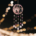 Bohemian Crystal Wall Hanging Decoration – Handmade Stone Beads, Colorful Gemstones, Heart & Circular Crystal Pendant Wind Chime – Boho Wall Decor Gift for Christmas, Mother’s Day & Thanksgiving