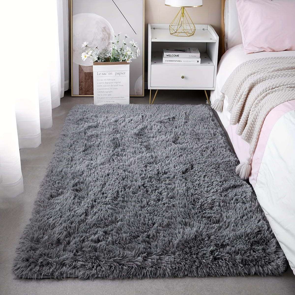 Luxury Soft Fluffy Shag Rug – Machine Washable Non-Slip Shaggy Carpet for Living Room, Bedroom & Home Decor, Multiple Colors & Sizes