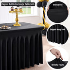 Rectangle Tablecloth with Skirt Wrinkle-Resistant Table Cover for Weddings Birthdays Graduations Black White Red 1 2 4 8 Pcs