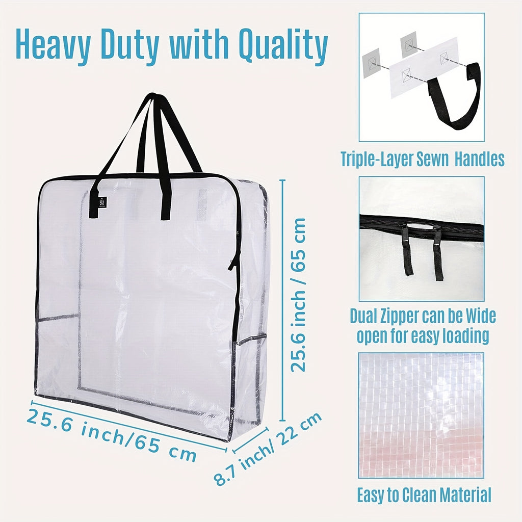 Extra Large Clear Storage Bags with Zipper & Heavy-Duty Handles – 30-Inch Transparent Organizer Bags for Christmas Decorations, Wreaths, Garlands, Clothes, Blankets & Moving, Set of 2 or 4