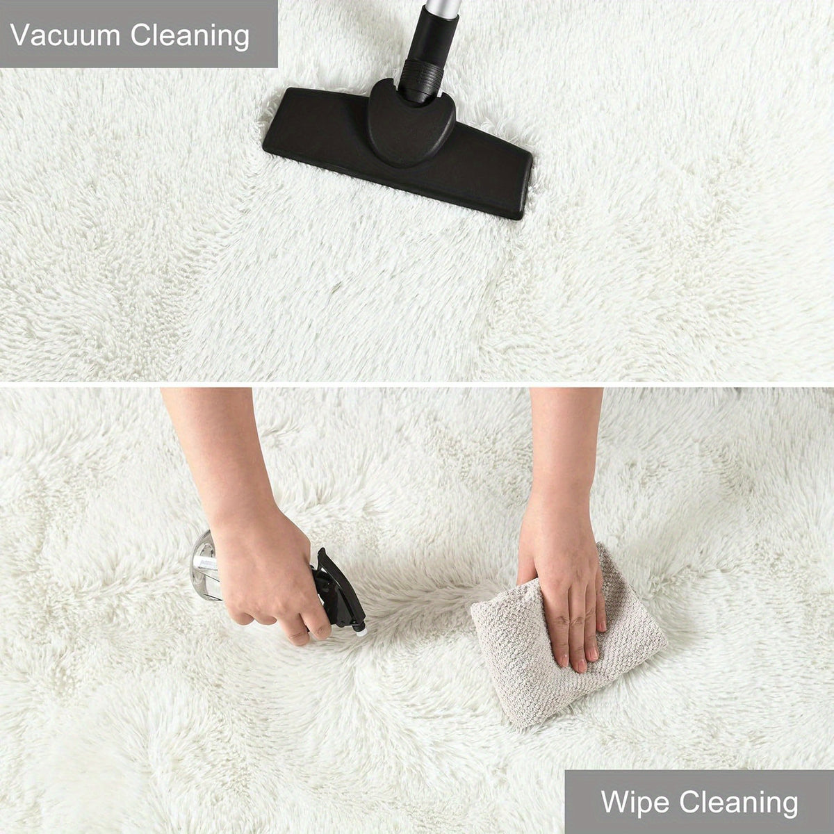 Fluffy Shag Area Rug for Living Room & Bedroom – Soft Non-Slip Plush White Carpet, Cozy Modern Indoor Shaggy Floor Mat, 4x6 5x7 6x9 8x10 ft Large Home Decor Rug