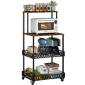 4-Tier Kitchen Microwave Oven Stand with Wheels – Vertical Baking & Bread Storage Rack for Kitchen & Dining Room | Rolling Floor-Standing Shelving