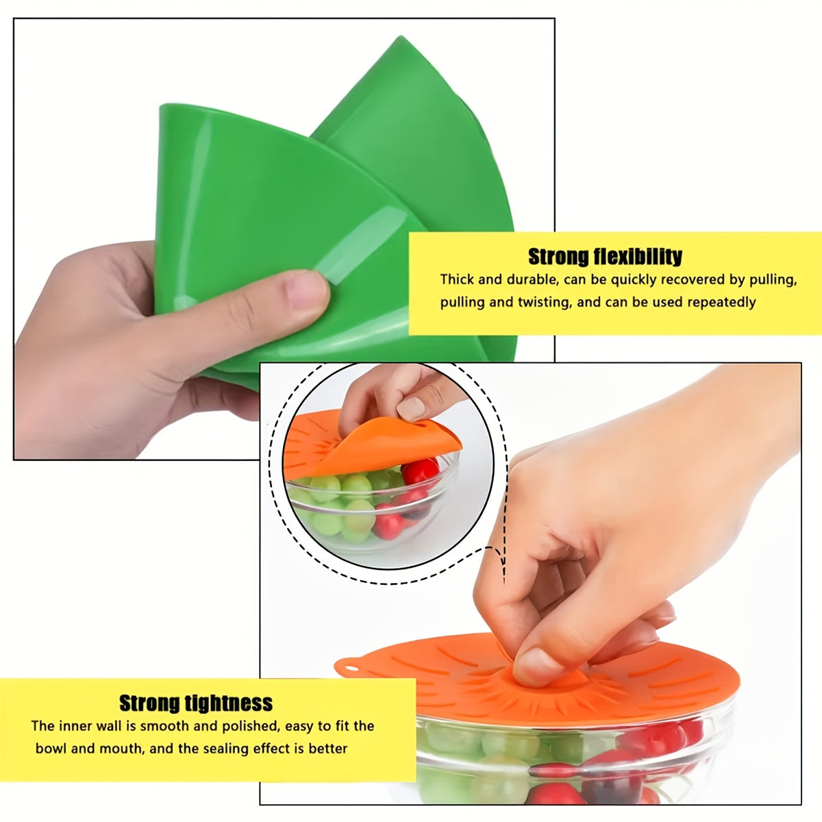 7-Pack Silicone Lids with 5 Sizes – Reusable Microwave Splatter Cover for Bowls, Cups, Pots & Pans | Heat Resistant, Dishwasher Safe, BPA Free