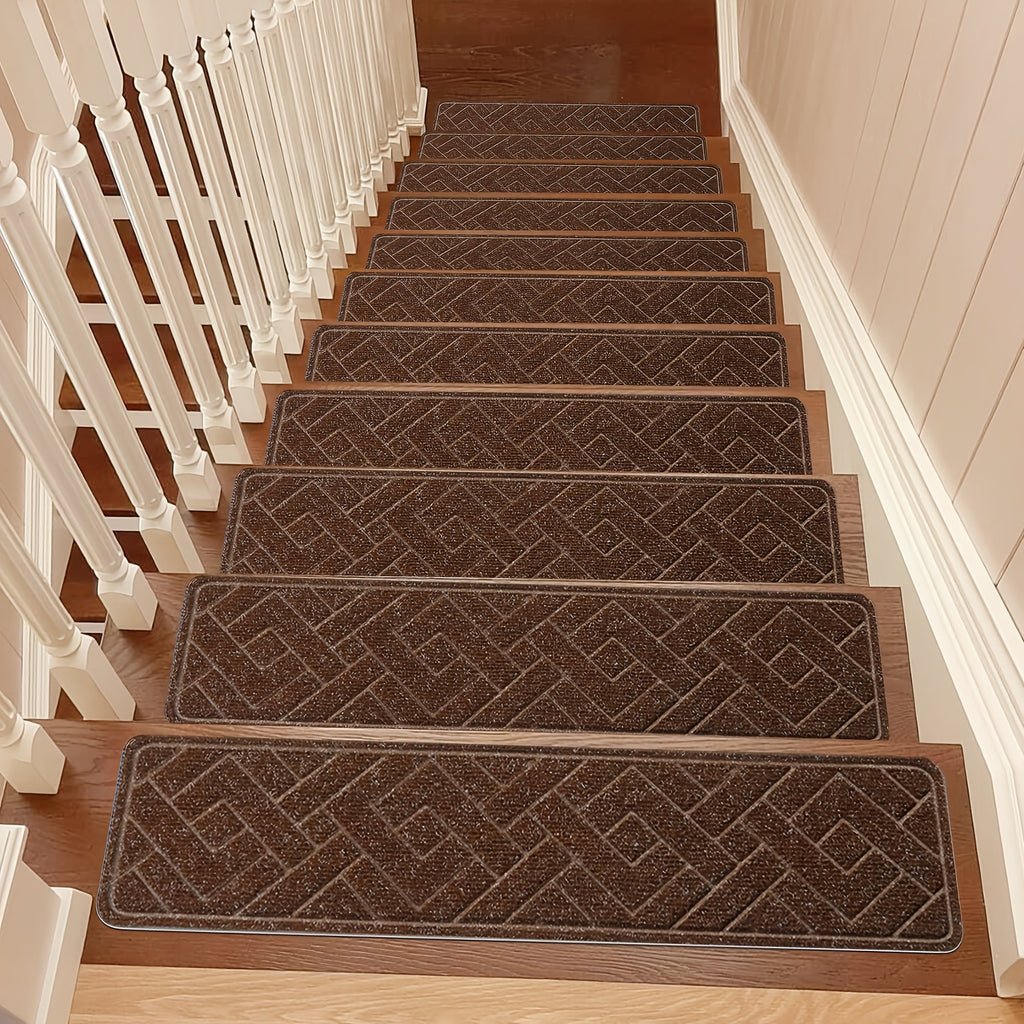 Non-Slip Stair Treads Self-Adhesive 4mm TPR Stair Mats for Hardwood Floors Indoor Stairs Carpet Pads 6pcs or 15pcs Set