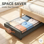 Wheeled Under-Bed Storage Box | Metal Rolling Drawer Organizer for Clothes, Shoes, Blankets & Bedding – Black & Gray, 1PC or 2PC Set