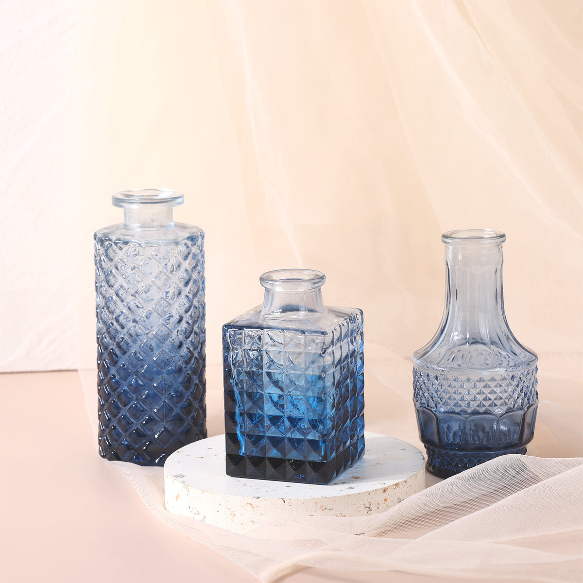 Blue Bud Vases Set of 18 Vintage Glass Flower Vases Small Centerpiece Vases for Home Table Decor Rustic Farmhouse Wedding Decorations Halloween Christmas Windowsill Dining Table Gift Floral Vase Set