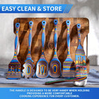 Pakkawood Kitchen Utensils Set, Wooden Cooking Spoons, Spatula & Salad Tongs, Premium Wood Serving Tools for Home Kitchen, Apartment Essentials, Perfect Kitchen Gift for Women
