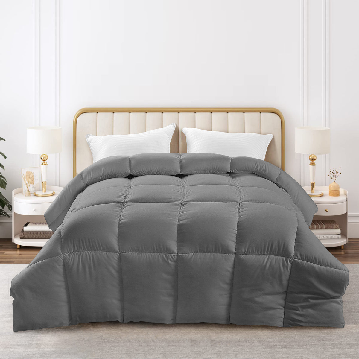 All Season Comforter with Corner Tabs & Box Stitching – Soft Fluffy Lightweight Hotel-Quality Duvet Insert for Twin Queen King, Breathable Year-Round Bedding