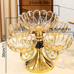 5-Tier Rotating Crystal Fruit Plate Set Luxury Round Snack Candy Bowl for Living Room Coffee Table – Elegant European Serveware Home Decor