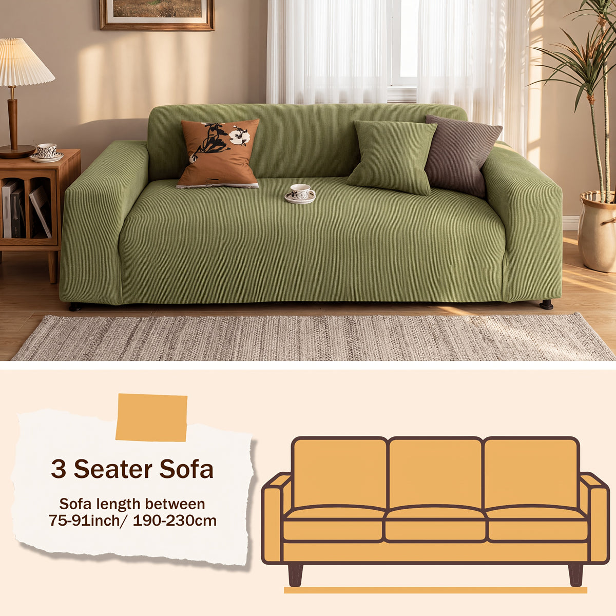 Sofa Slipcover with Skirt – Stretch Jacquard Full Coverage Couch Cover, Pet Proof Non-Slip Machine Washable, Fits 1 2 3 4 Seater Sofa for Living Room Bedroom, All Season Furniture Protector