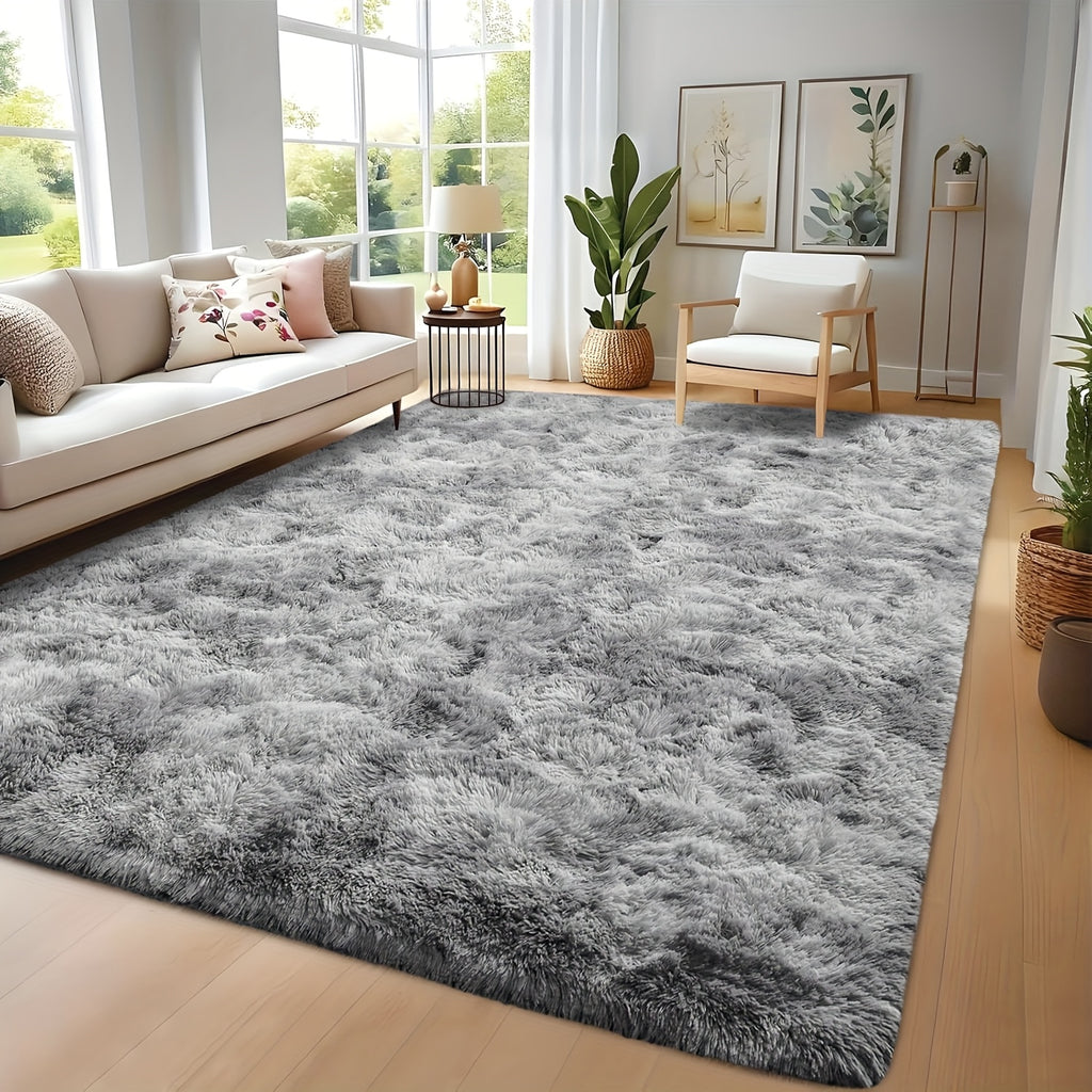 Shaggy Runner Rug Soft Fluffy Area Rug Non-Slip Plush Carpet for Bedroom Hallway Dorm Living Room – Jacquard & Tie-Dye Colors, 2x6 3x5 6x9 8x10 Feet