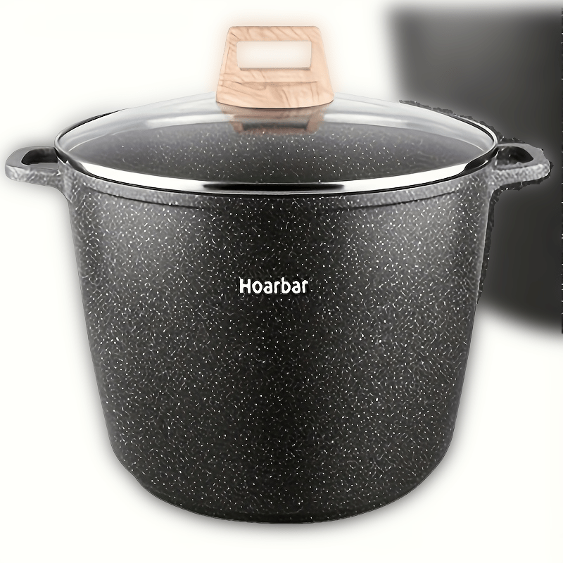 Non-Stick Stock Pot 10.5QT Large Capacity with Lid Induction Compatible All Stovetops Easy Clean for Soups Stews Pasta Family Cooking White Black