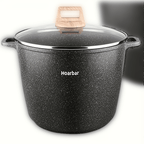 Non-Stick Stock Pot 10.5QT Large Capacity with Lid Induction Compatible All Stovetops Easy Clean for Soups Stews Pasta Family Cooking White Black
