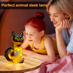 USB Glowing Cat Statue Collectible Figurine – Cute Pet Cat Themed Night Light Sculpture, Home Decoration Accent for Cat Lovers, Holiday Gift, Family Living Room Desk Decor