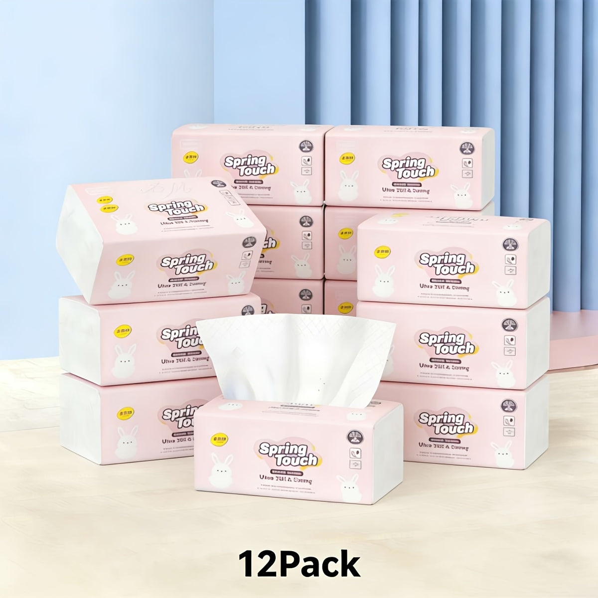 Ultrasoft 4-Ply Facial Tissues 12-Pack 400 Sheets Each - Unbleached, No Dyes, Lint-Free & Absorbent, Thick & Strong for Face Cleaning, Daily Use & Napkin Replacement