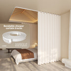 Flexible Bendable Curtain Track Rail System with Metal Hooks – Adjustable Window & Shower Curtain Rod for Bedroom & Bathroom | White | 4 Sizes