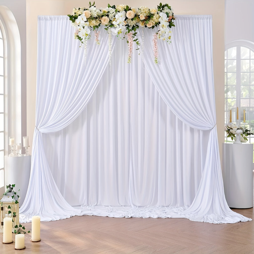 Wrinkle-Free White Backdrop Curtains Polyester, Wedding Party Photo Backdrop Drapes Rod Pocket, Single Panel or Sets of 6 8 12 Pieces