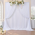 Wrinkle-Free White Backdrop Curtains Polyester, Wedding Party Photo Backdrop Drapes Rod Pocket, Single Panel or Sets of 6 8 12 Pieces