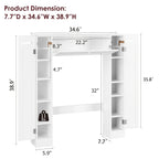 Over Toilet Storage Cabinet White Bathroom Cabinet with Toilet Paper Holder Adjustable Shelves Two Side Doors and Pull-Down Door Space Saving Bathroom Organizer