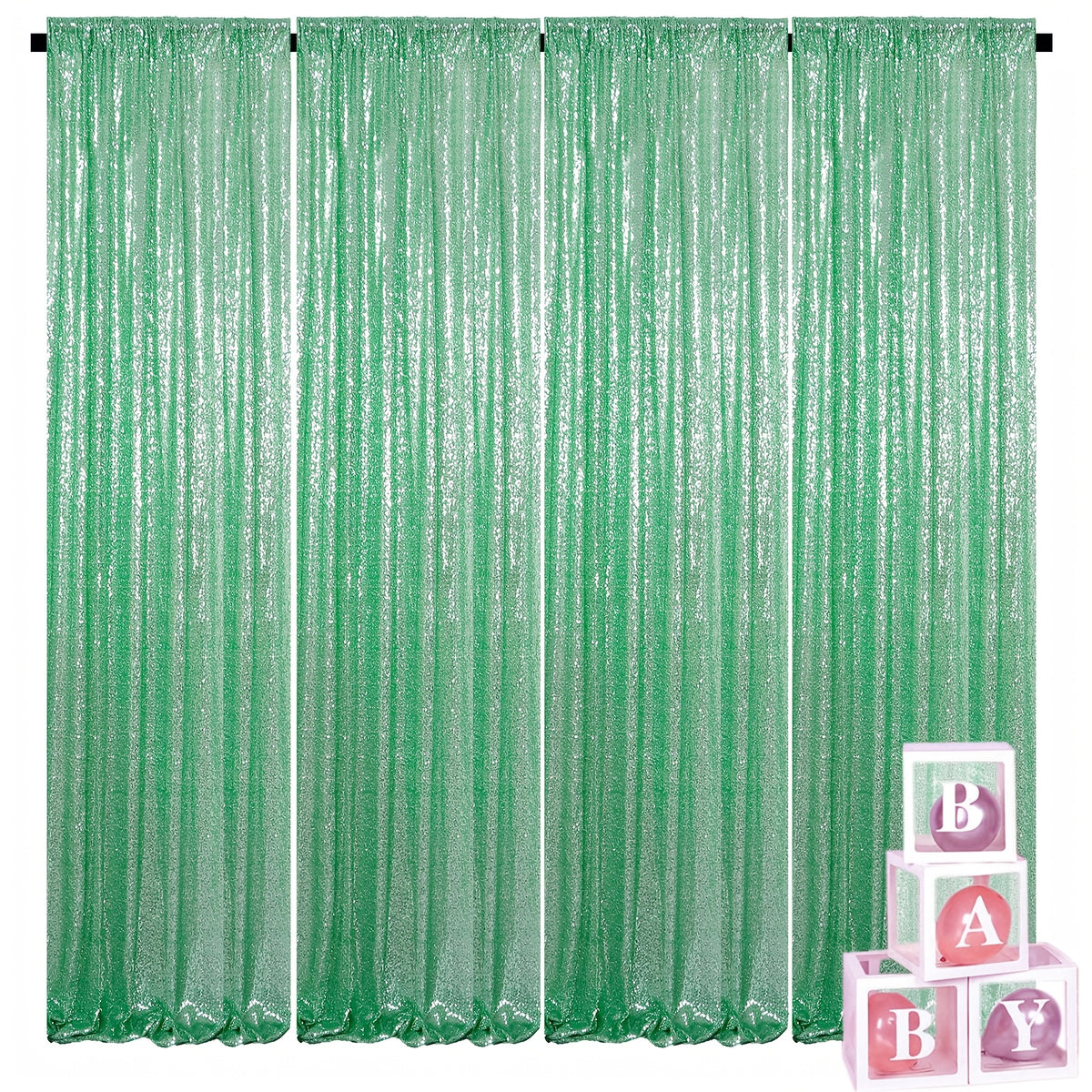 Sequin Curtains Backdrop 4 & 6 Panels 2x8FT - Shimmer Glitter Party Backdrop Curtain for Wedding Birthday Bachelorette Photo Booth, 25 Colors Reusable Event Decoration