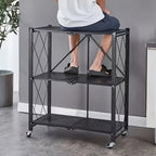 3/4/5-Tier Rolling Storage Rack with Wheels – No Assembly Required Portable Floor-Standing Multi-Layer Shelving Unit for Outdoor, Garage, Kitchen & Home
