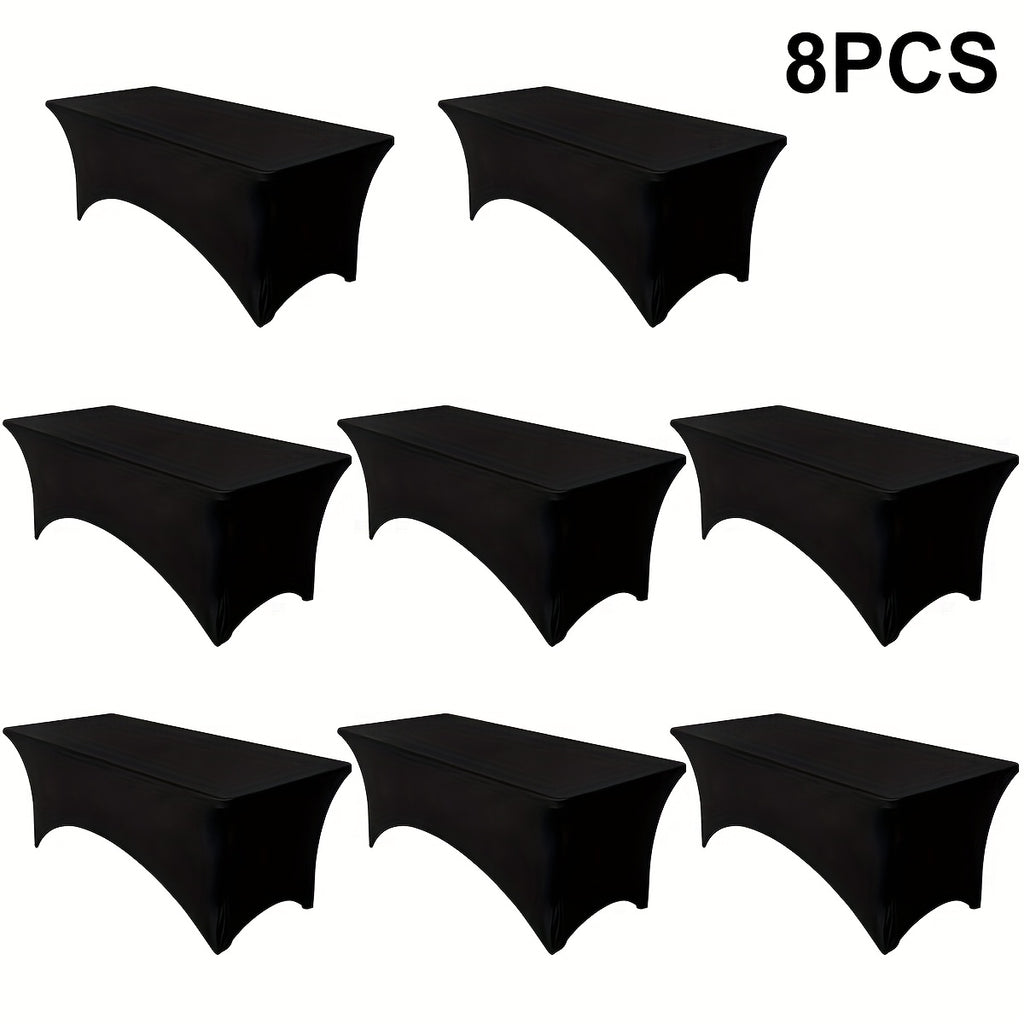 Spandex Fitted 6FT Tablecloth for Rectangular Tables – Wrinkle-Resistant Elastic Table Cover for Parties, Weddings, Trade Shows & Events – 2/4/8/12-Pack in Black, White & Light Yellow