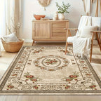 Floral Anti-Slip Area Rug Washable 1000g Thick Modern Light Pattern Carpet for Living Room Bedroom Dining Room Home Office Outdoor Camping