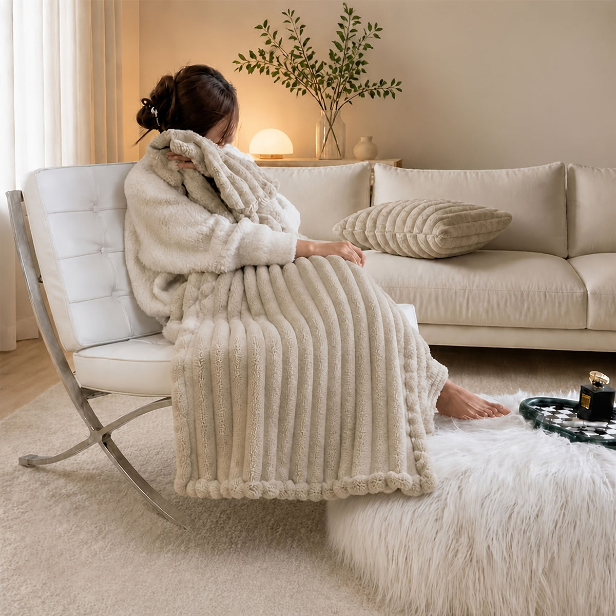 Soft Plush Throw Blanket – Thick Warm Fuzzy Cozy Blanket for Couch, Bed, Office & Travel | 4 Sizes, 4 Colors | Great for Gifts & Room Decor